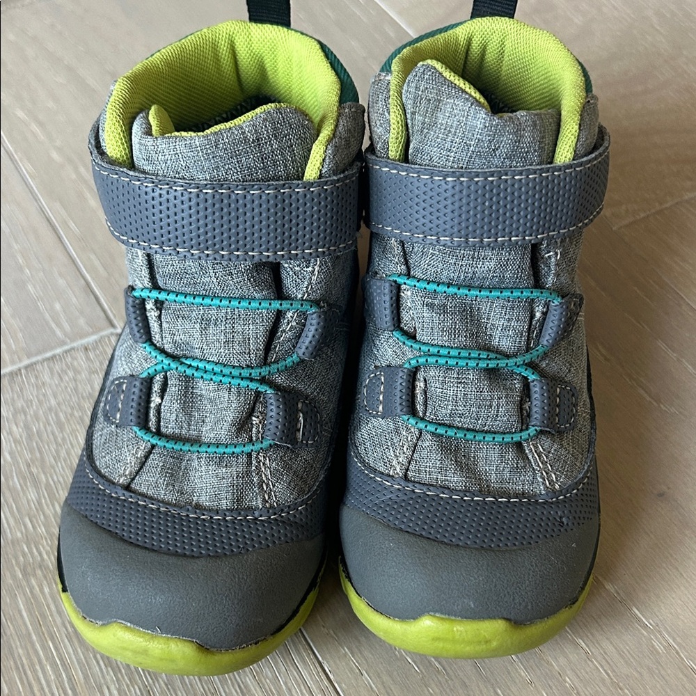 See Kai Run Gray and Lime Kids Boots